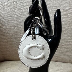 Coach Ivory Leather Keyring And Mirror